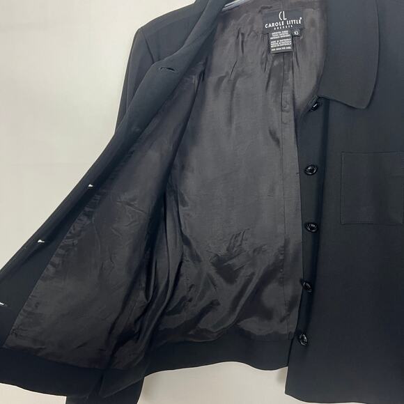 Carole Little Vintage Button Down Career Wear Black Jacket Size 10 - Picture 5 of 11